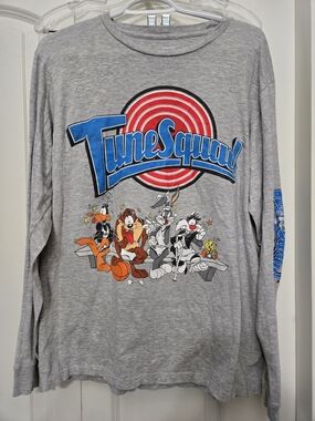 Space Jam Vintage Grey Tune Squad Looney Tunes Long Sleeve Tee